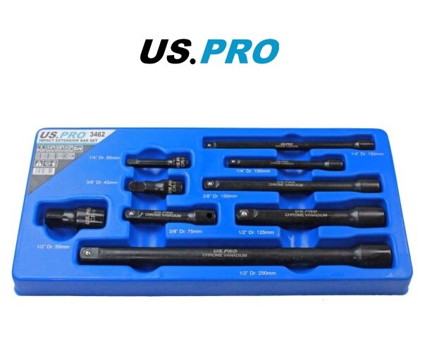 US PRO 9PC IMPACT EXTENSION BAR SET 1/4" 3/8" 1/2" - SBW Trading Limited