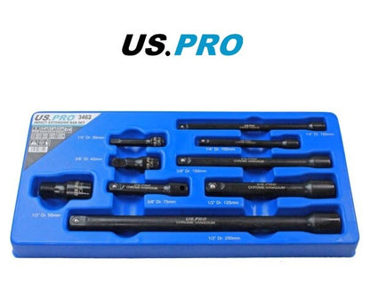 US PRO 9PC IMPACT EXTENSION BAR SET 1/4" 3/8" 1/2" - SBW Trading Limited