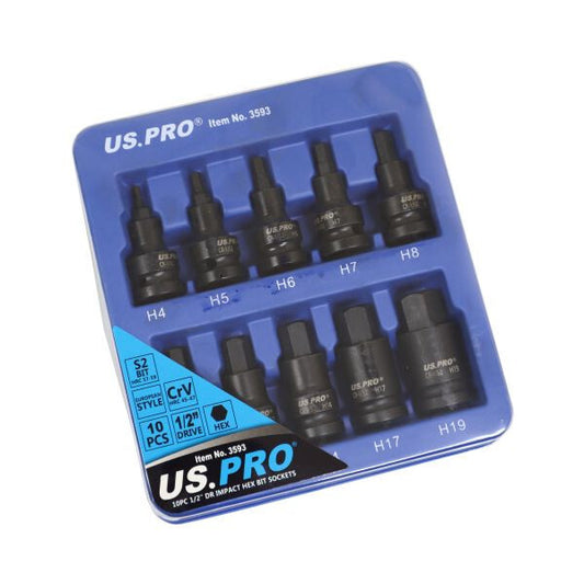 US PRO 10PC 1/2" DR IMPACT HEX BIT SOCKETS - SBW Trading Limited