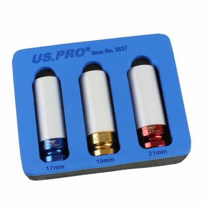 US PRO 3PC 1/2" DR DEEP IMPACT SOCKETS FOR ALLOY WHEELS - SBW Trading Limited