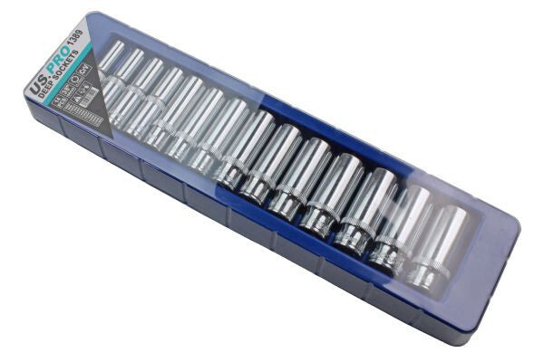 US PRO 14PC 3/8" DR DEEP SOCKETS 8-21MM - SBW Trading Limited