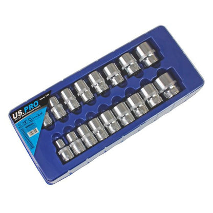 US PRO 17PC 1/2" DR 6PT SHALLOW SOCKETS 10 - 30MM - SBW Trading Limited