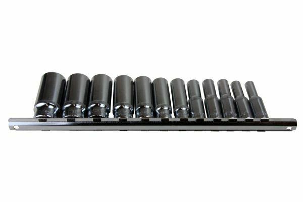 US PRO 12PC 3/8" DR 6PT DEEP SAE SOCKETS ON RAIL - SBW Trading Limited