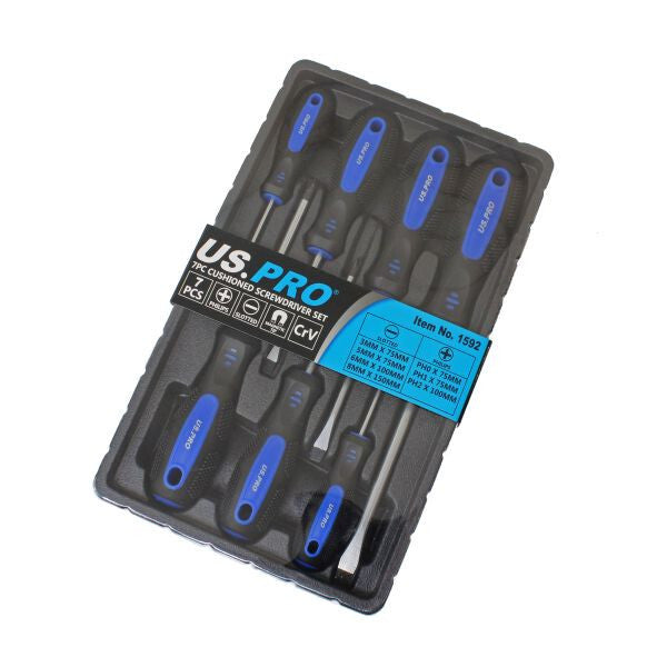 US PRO 7PC CUSHIONED SCREWDRIVER SET SLOTTED & PHILIPS - SBW Trading Limited