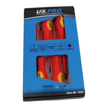 US PRO 7PC VDE INSULATED SCREWDRIVER SET IN CASE - SBW Trading Limited