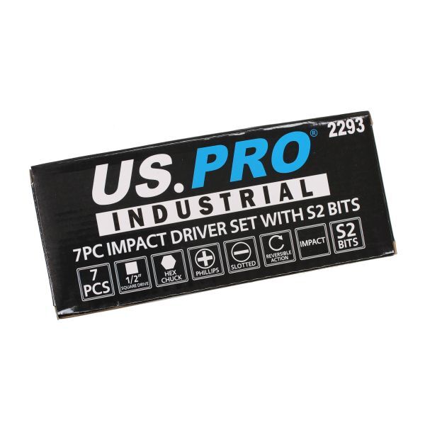 US PRO INDUSTRIAL 7PC IMPACT DRIVER SET WITH S2 BITS - SBW Trading Limited