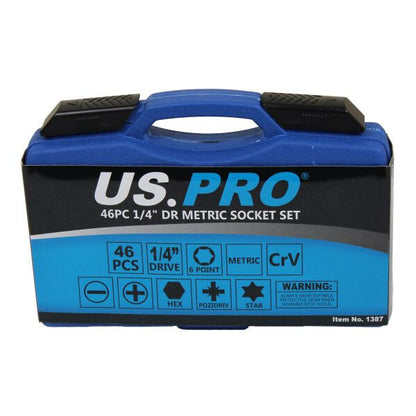 US PRO 46PC 1/4" DR METRIC SOCKET SET - SBW Trading Limited