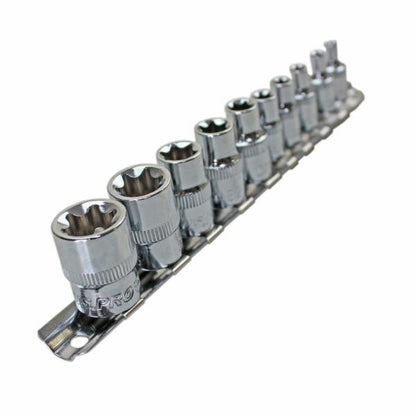 US PRO - 10PC 1/4" & 3/8" E STAR SOCKETS ON RAIL - SBW Trading Limited