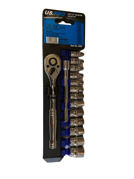 US PRO 15PC 1/4" DR METRIC SOCKET SET - SBW Trading Limited