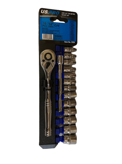 US PRO 15PC 1/4" DR METRIC SOCKET SET - SBW Trading Limited