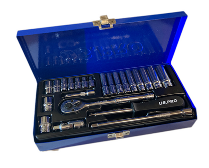 US PRO 24PC 1/4" DR METRIC SOCKET SET - SBW Trading Limited