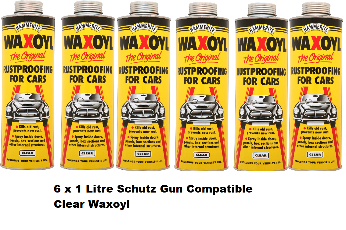 6 X CLEAR Hammerite Schutz Waxoyl Car Rust Proofing Under Seal Wax Oil 1 Litre - SBW Trading Limited