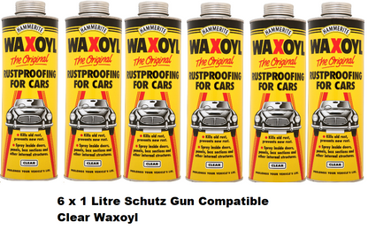 6 X CLEAR Hammerite Schutz Waxoyl Car Rust Proofing Under Seal Wax Oil 1 Litre - SBW Trading Limited
