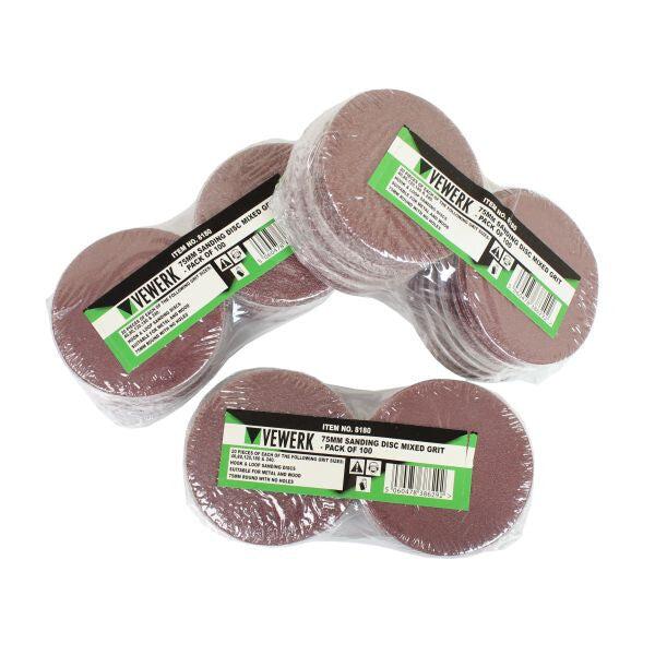 US PRO - 75MM SANDING DISC MIXED GRIT 100 PACK - SBW Trading Limited