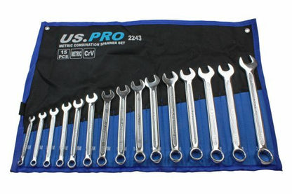 US PRO 15PC METRIC COMBINATION SPANNER SET 6 - 22MM - SBW Trading Limited