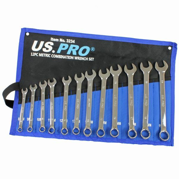 US PRO 12PC METRIC COMBINATION WRENCH SET 8-19MM - SBW Trading Limited
