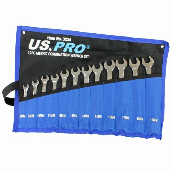 US PRO 12PC METRIC COMBINATION WRENCH SET 8-19MM - SBW Trading Limited