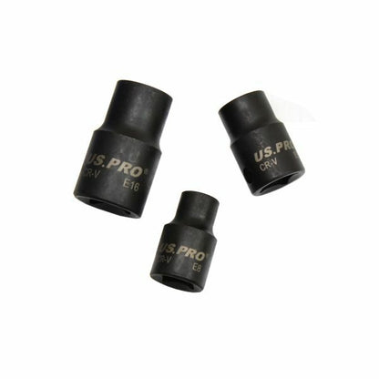 US PRO 17PC 3/8" 1/2" DR IMPACT E STAR SOCKETS - SBW Trading Limited