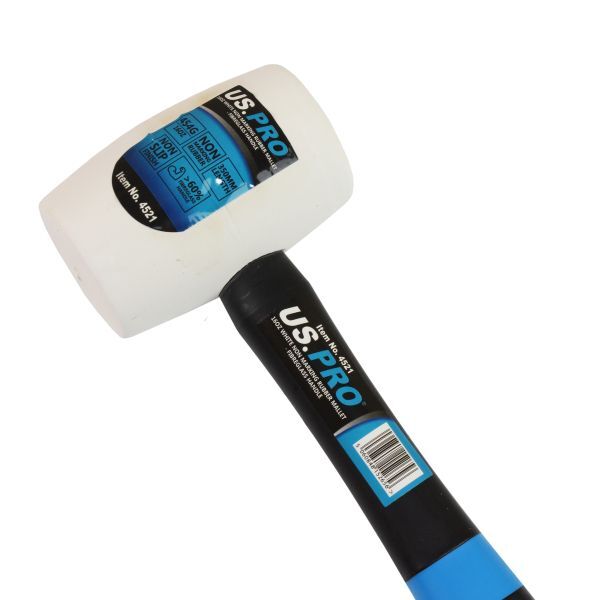 US PRO 16OZ WHITE NON MARKING RUBBER MALLET FIBREGLASS HANDLE - SBW Trading Limited