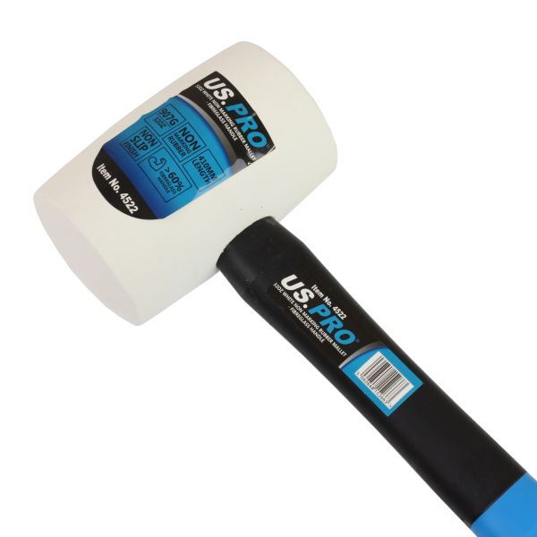US PRO 32OZ WHITE NON MARKING RUBBER MALLET FIBREGLASS HANDLE - SBW Trading Limited