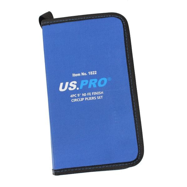 US PRO 4PC 9" NI-FE FINISH CIRCLIP PLIERS SET IN ZIP CASE - SBW Trading Limited