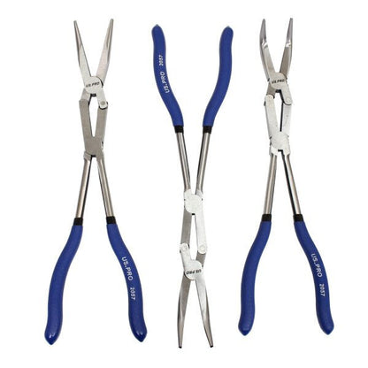 US PRO 3PC DOUBLE JOINTED LONG NOSE PLIERS - SBW Trading Limited