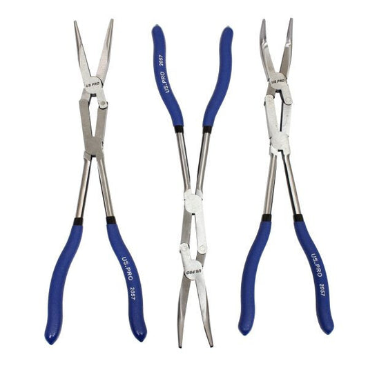 US PRO 3PC DOUBLE JOINTED LONG NOSE PLIERS - SBW Trading Limited