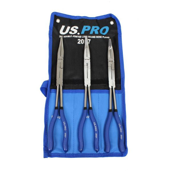 US PRO 3PC DOUBLE JOINTED LONG NOSE PLIERS - SBW Trading Limited