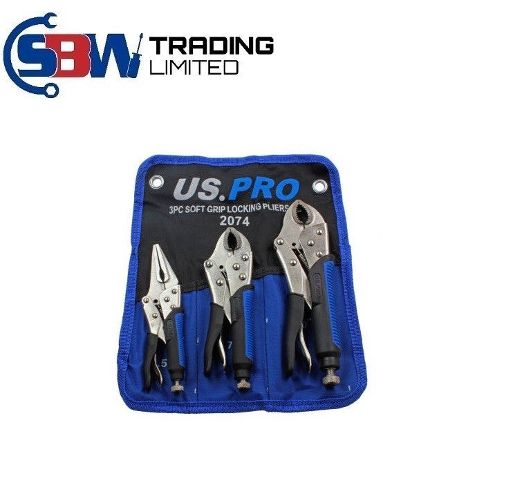 US PRO 3PC SOFT GRIP LOCKING PLIERS SET - SBW Trading Limited