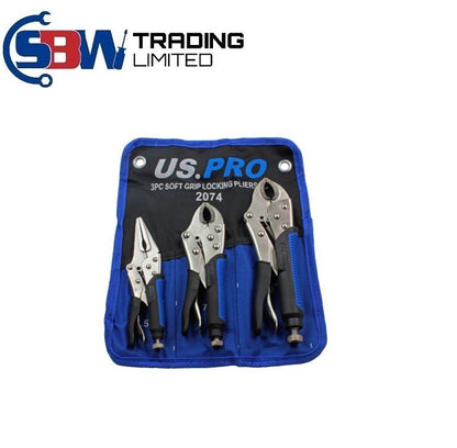 US PRO 3PC SOFT GRIP LOCKING PLIERS SET - SBW Trading Limited
