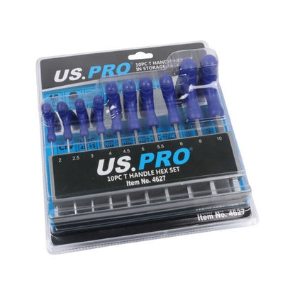 US PRO 10PC T HANDLE HEX SET IN STORAGE RACK - 2MM TO 10MM - SBW Trading Limited