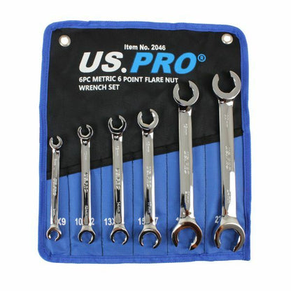 US PRO 6PC METRIC 6 POINT FLARE NUT WRENCH SET - SBW Trading Limited