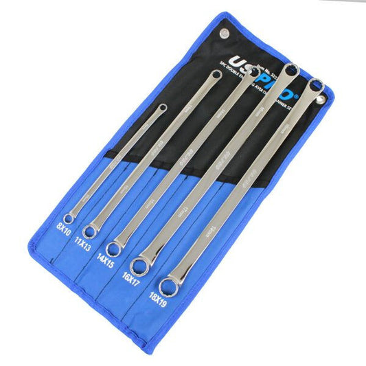 US PRO 5PC DOUBLE END RING AVIATION SPANNER SET - SBW Trading Limited