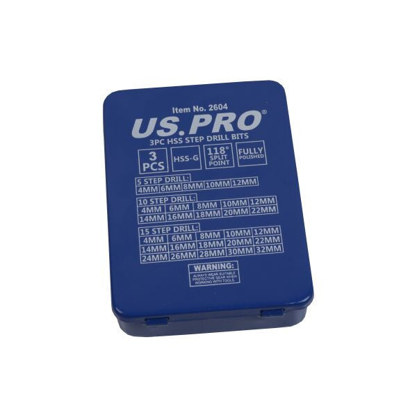 US PRO 3PCS HSS STEP DRILL BITS 4-32MM - SBW Trading Limited