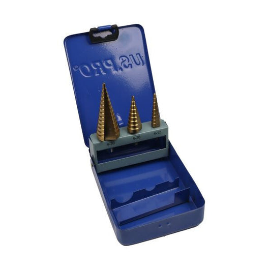 US PRO 3PCS HSS STEP DRILL TITANIUM COATED - SBW Trading Limited