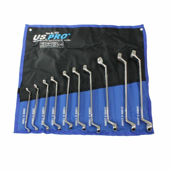 US PRO 10PC DOUBLE OFFSET RING SPANNER SET 6-27MM 75DEG - SBW Trading Limited
