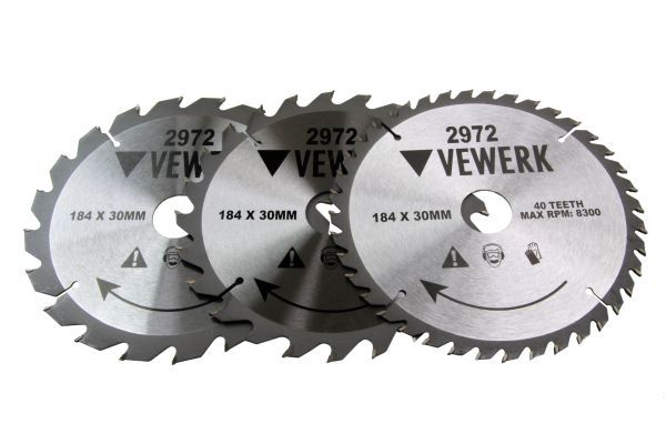 VEWERK 3 PACK - 184 X 30MM TCT CIRCULAR SAW BLADE 20T 24T 40T - SBW Trading Limited