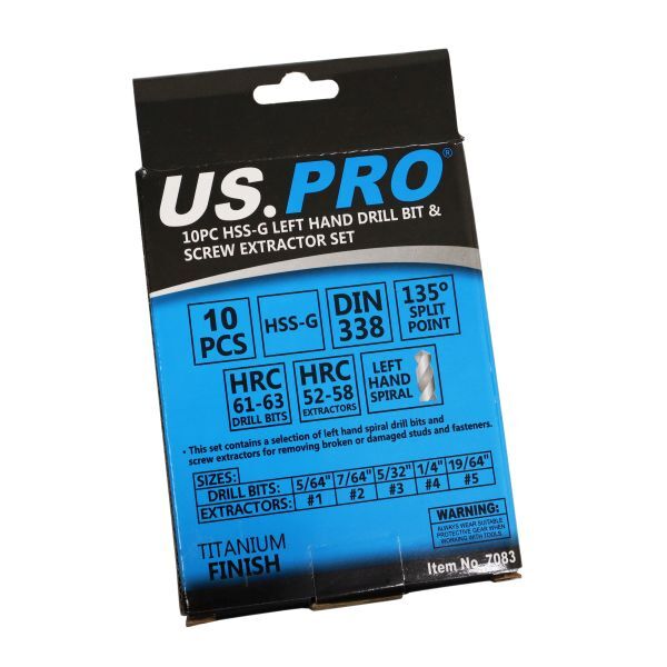 US PRO 10PC HSS-G LEFT HAND DRILL BIT & SCREW EXTRACTOR SET - SBW Trading Limited