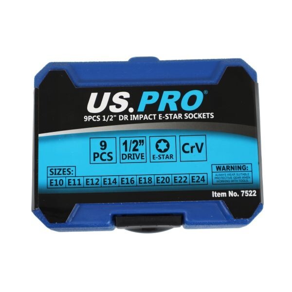 US PRO 9PCS 1/2" DR IMPACT E STAR SOCKETS - SBW Trading Limited