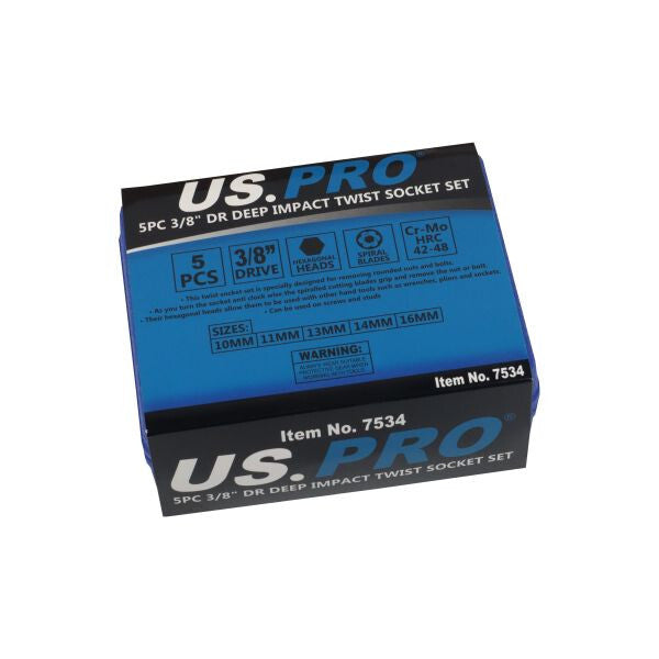 US PRO 5PC 3/8" DR DEEP IMPACT TWIST SOCKET SET - SBW Trading Limited