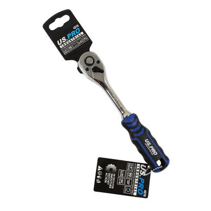 US PRO INDUSTRIAL 3/8" DRIVE 90T RATCHET WITH STRAIGHT HANDLE WITH GRIP - SBW Trading Limited