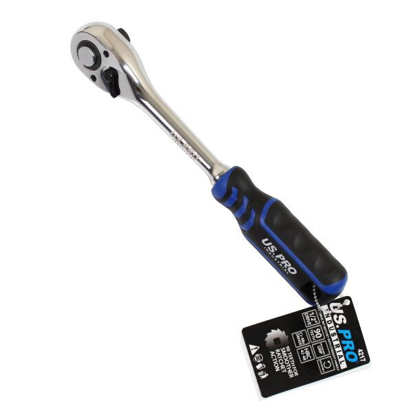 US PRO INDUSTRIAL 1/2" DRIVE 90T RATCHET WITH STRAIGHT HANDLE WITH GRIP - SBW Trading Limited