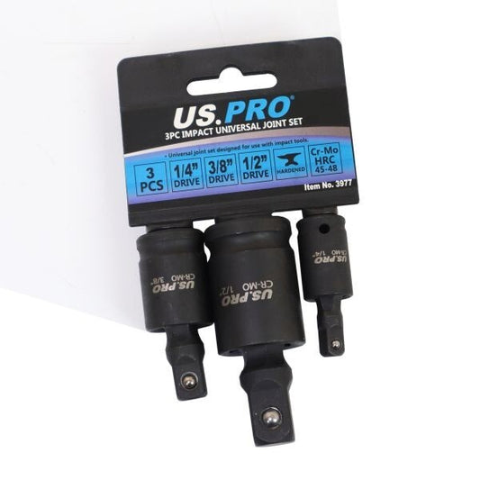 US PRO 3PC IMPACT UNIVERSAL JOINT SET 1/4", 3/8" & 1/2" DRIVES - SBW Trading Limited