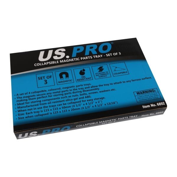 US PRO COLLAPSIBLE MAGNETIC PARTS TRAY - SET OF 3 - SBW Trading Limited