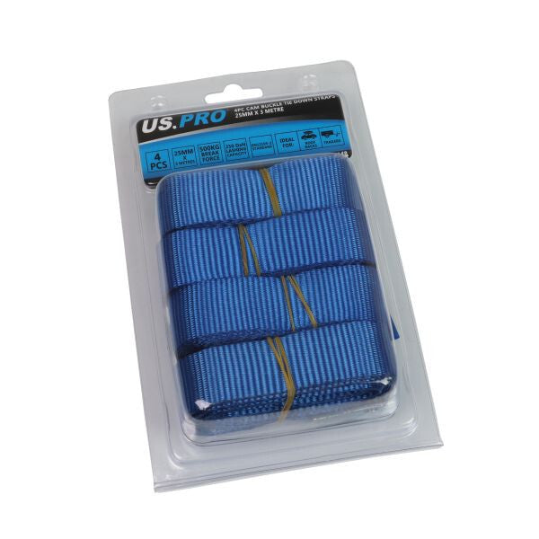 US PRO 4PC CAM BUCKLE TIE DOWN STRAPS 25MM X 3MTR - SBW Trading Limited