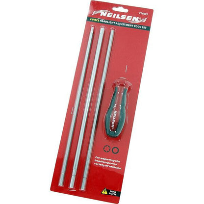 4pc Headlight Adjustment Tool Set T25 H6 & H7 X 300mm Torx Hex Allen Screwdriver - SBW Trading Limited