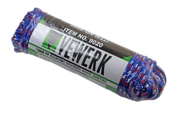 VEWERK 10MM PP DIAMOND BRAIDED ROPE 30MTRS - SBW Trading Limited