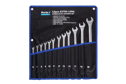 Extra Long Combination Spanner Set 12PC 6- 22MM Long Wrench Spanners Metric - SBW Trading Limited