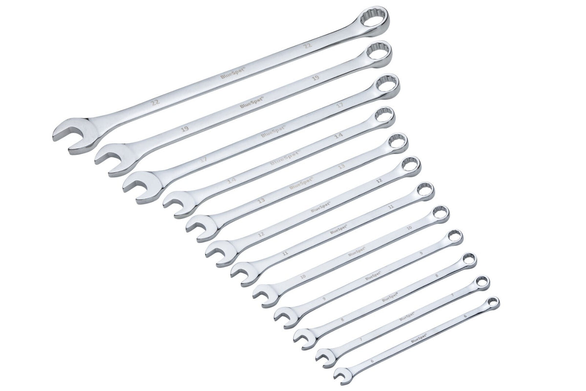 Extra Long Combination Spanner Set 12PC 6- 22MM Long Wrench Spanners Metric - SBW Trading Limited
