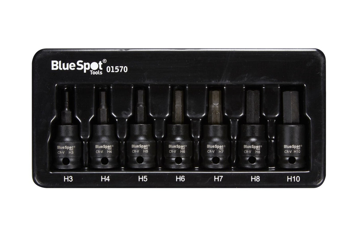 Impact Hex Bit Socket Set 3/8" Drive Allen Sockets Short 3MM - 10MM Tools Steel - SBW Trading Limited